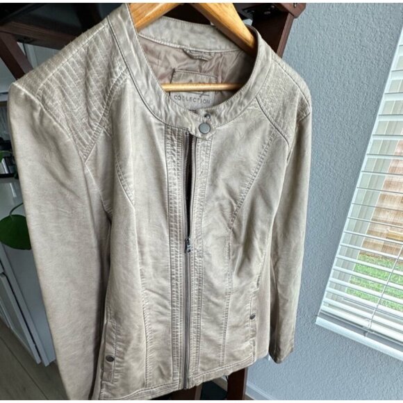 Shelby Collection Light Taupe Faux Leather Womens Jacket XX-Large With Tags - Picture 2 of 7
